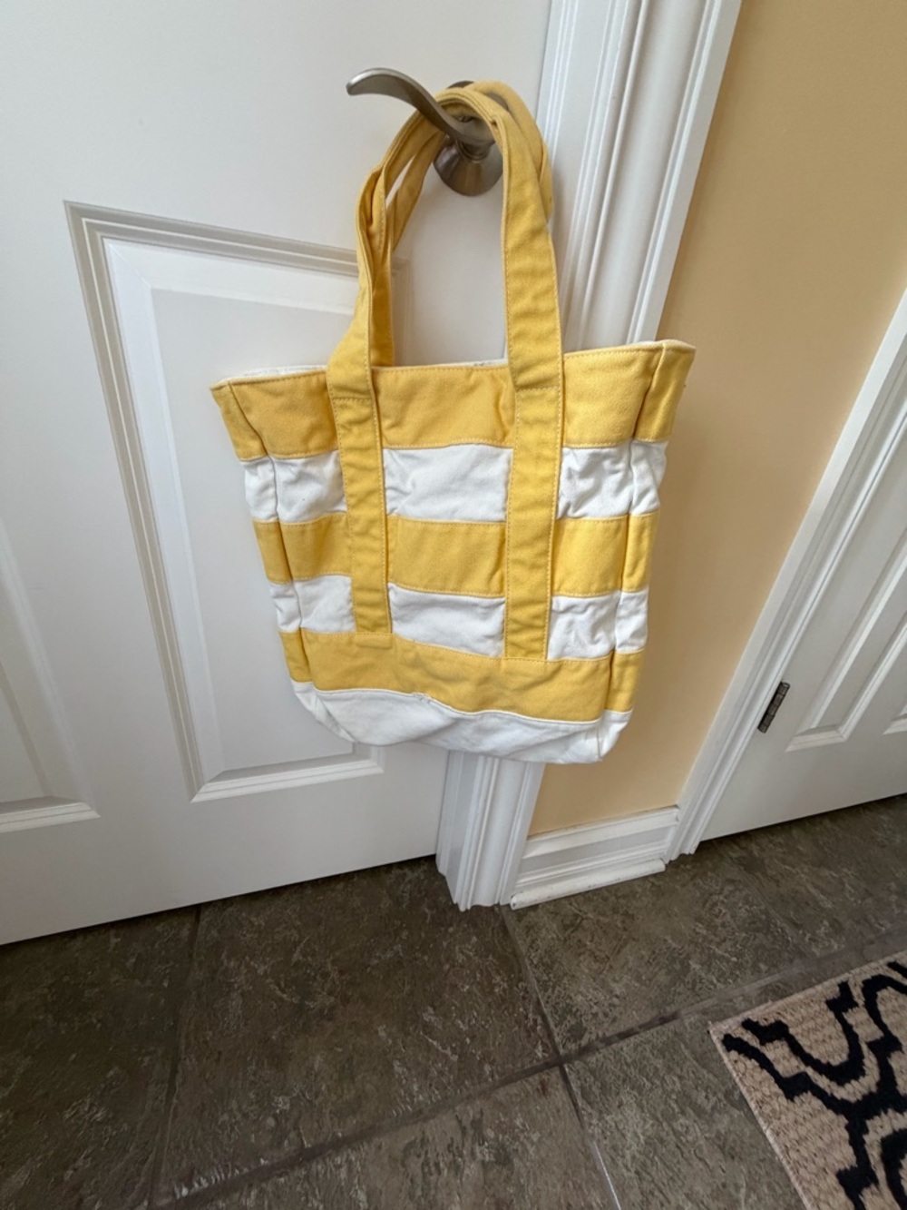 Gap Canvas Stripe Tote Bag in Yellow and White